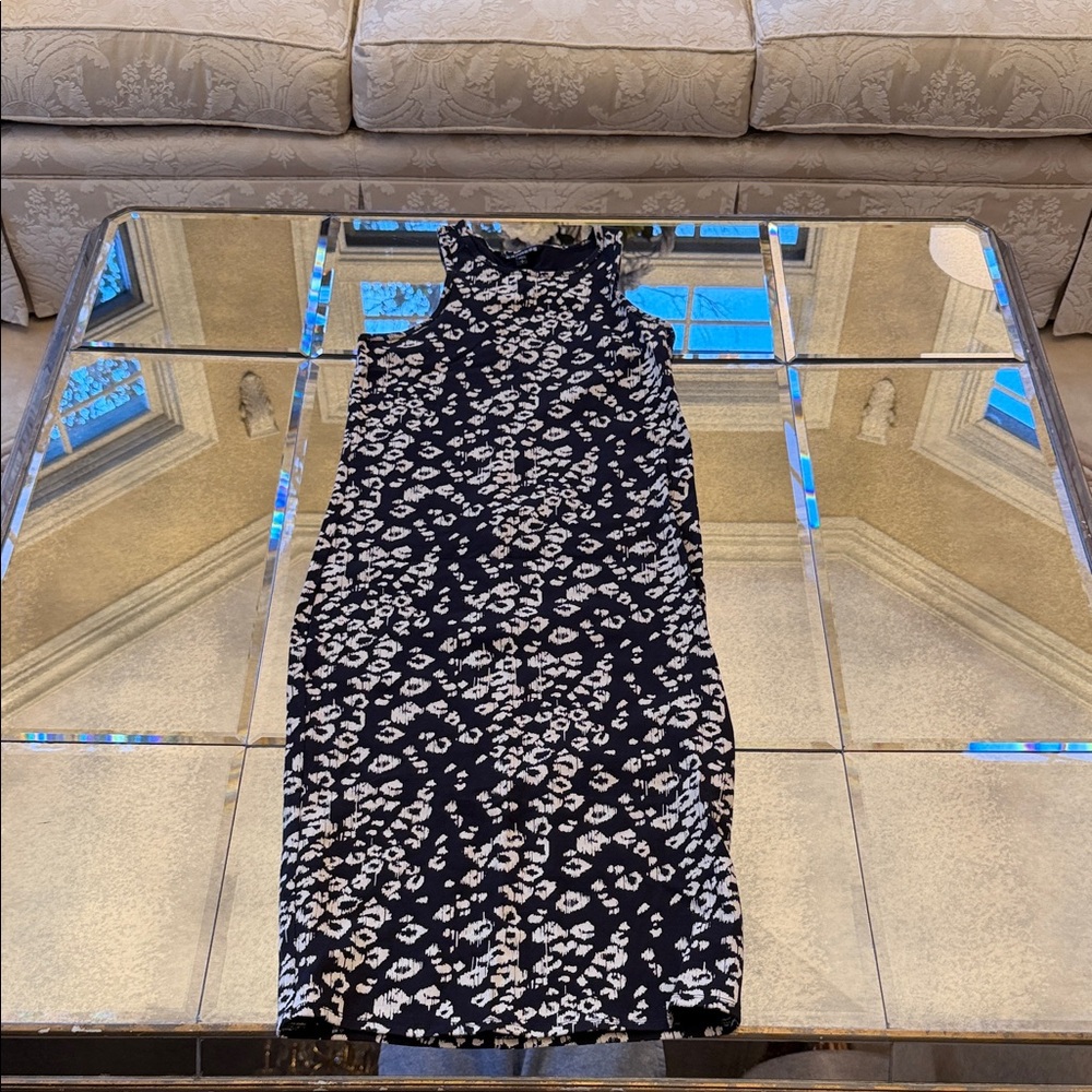 Express Black and White Patterned Midi Dress